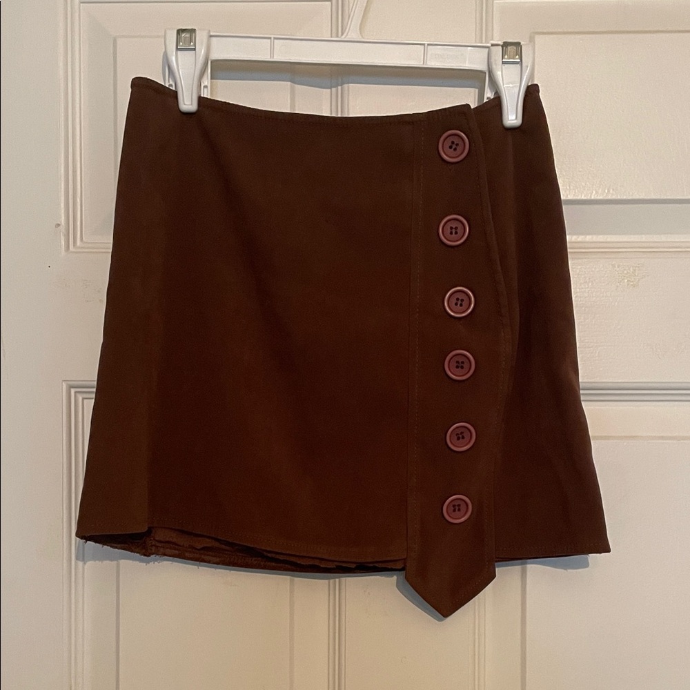 Brown Button-Accent Women's Skirt